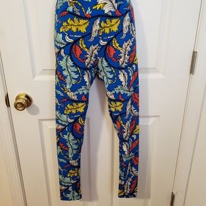 LuLaRoe "Dr Seuss" feather print leggings, OS